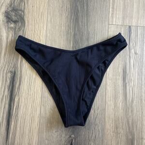 Montce Size XL Lulu Black Ribbed Hipster High Waist Bikini Bottom Swimwear EUC